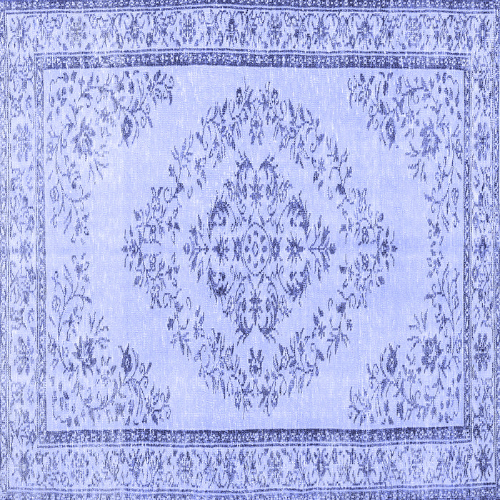 Square Machine Washable Persian Blue Traditional Rug, wshtr3608blu