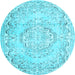 Round Persian Light Blue Traditional Rug, tr3609lblu