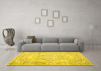 Machine Washable Persian Yellow Traditional Rug, wshtr3609yw