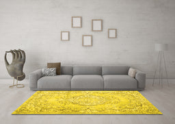 Machine Washable Persian Yellow Traditional Rug in a Living Room, wshtr3609yw
