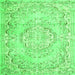 Round Machine Washable Persian Green Traditional Area Rugs, wshtr3609grn