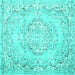 Square Machine Washable Persian Turquoise Traditional Area Rugs, wshtr3609turq