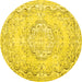 Round Persian Yellow Traditional Rug, tr3609yw