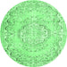 Round Persian Emerald Green Traditional Rug, tr3609emgrn