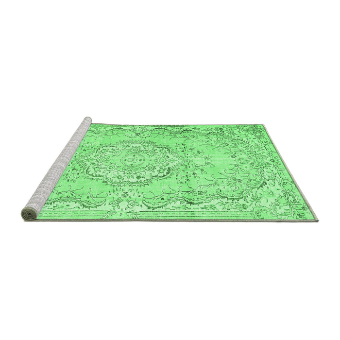 Sideview of Machine Washable Persian Emerald Green Traditional Area Rugs, wshtr3609emgrn
