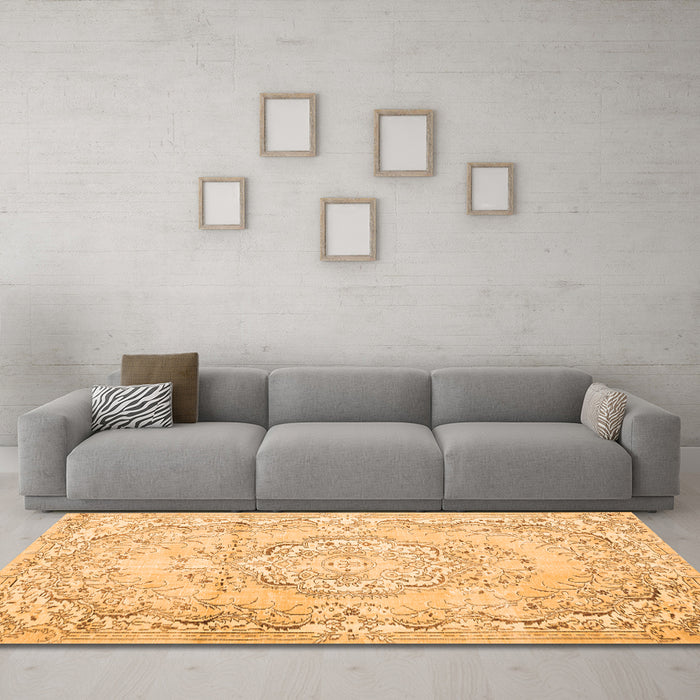 Machine Washable Persian Orange Traditional Area Rugs in a Living Room, wshtr3609org