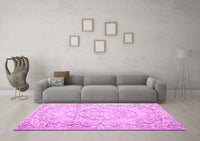 Machine Washable Persian Pink Traditional Rug, wshtr3609pnk