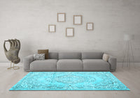 Machine Washable Persian Light Blue Traditional Rug, wshtr3609lblu