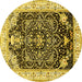 Round Persian Yellow Traditional Rug, tr360yw