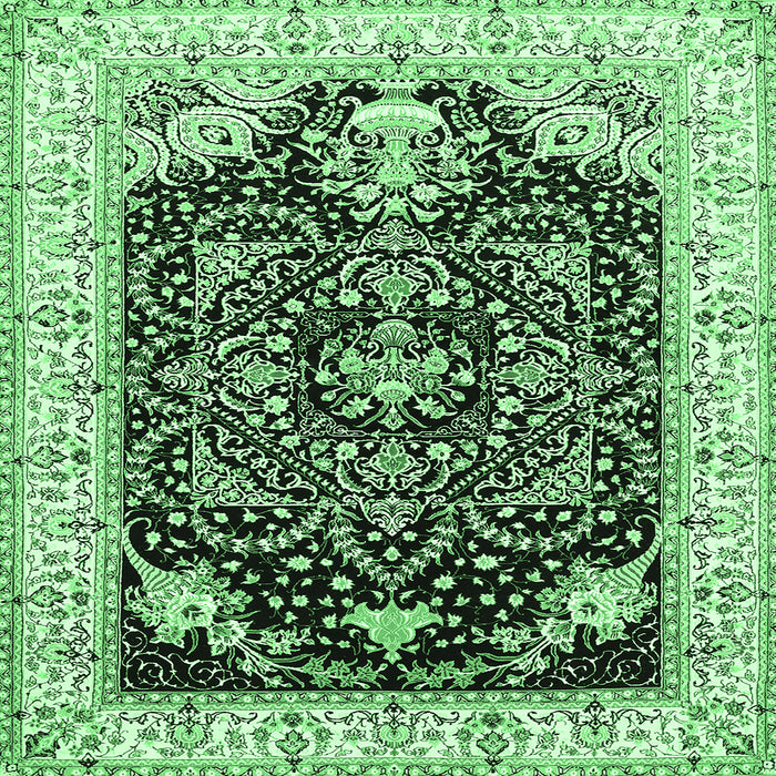 Square Machine Washable Persian Emerald Green Traditional Area Rugs, wshtr360emgrn