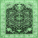 Square Machine Washable Persian Emerald Green Traditional Area Rugs, wshtr360emgrn