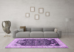 Machine Washable Persian Purple Traditional Area Rugs in a Living Room, wshtr360pur