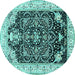 Round Persian Turquoise Traditional Rug, tr360turq