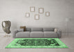 Machine Washable Persian Emerald Green Traditional Area Rugs in a Living Room,, wshtr360emgrn