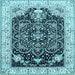 Square Machine Washable Persian Light Blue Traditional Rug, wshtr360lblu