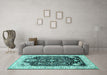 Machine Washable Persian Turquoise Traditional Area Rugs in a Living Room,, wshtr360turq