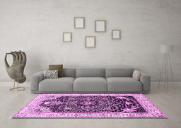 Machine Washable Persian Pink Traditional Rug in a Living Room, wshtr360pnk