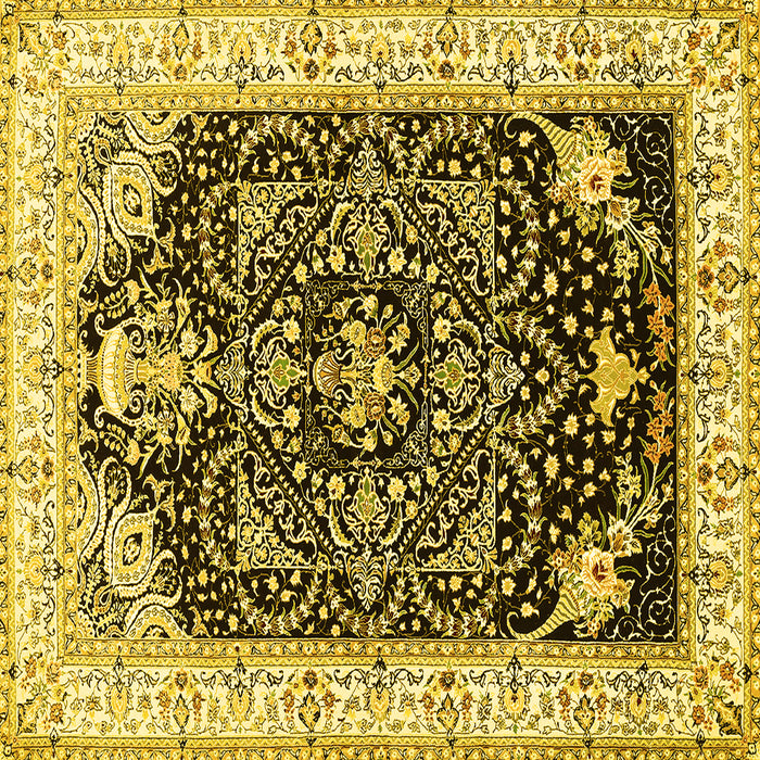 Square Machine Washable Persian Yellow Traditional Rug, wshtr360yw