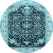 Round Persian Light Blue Traditional Rug, tr360lblu