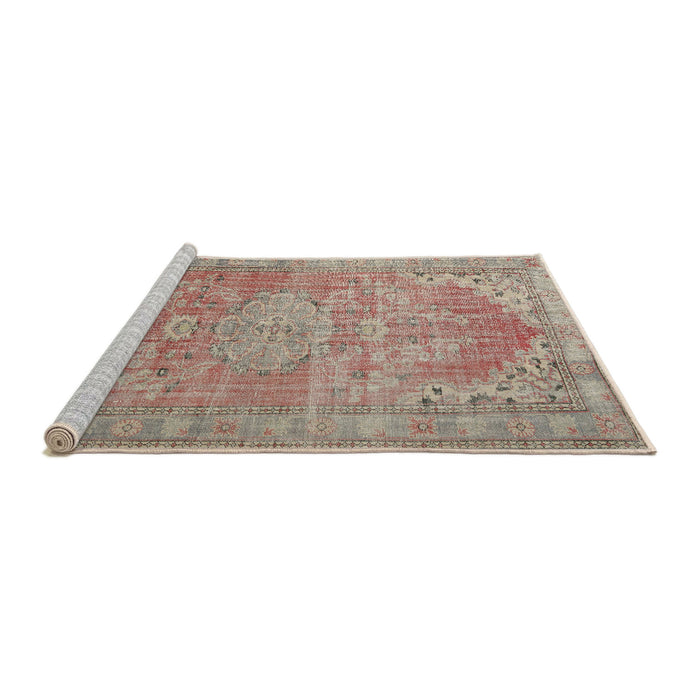 Sideview of Machine Washable Traditional Rust Pink Rug, wshtr3610