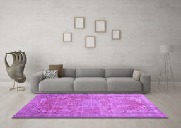 Machine Washable Persian Purple Traditional Area Rugs in a Living Room, wshtr3610pur