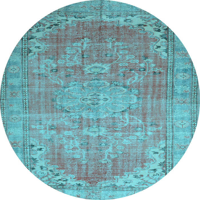 Round Machine Washable Persian Light Blue Traditional Rug, wshtr3610lblu