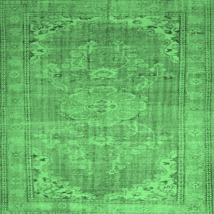 Square Machine Washable Persian Emerald Green Traditional Area Rugs, wshtr3610emgrn