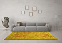 Machine Washable Persian Yellow Traditional Rug, wshtr3610yw