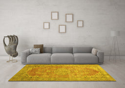 Machine Washable Persian Yellow Traditional Rug in a Living Room, wshtr3610yw