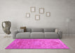 Machine Washable Persian Pink Traditional Rug in a Living Room, wshtr3610pnk