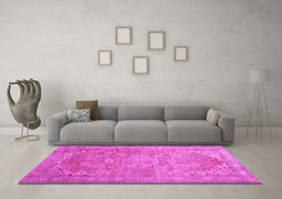 Machine Washable Persian Pink Traditional Rug in a Living Room, wshtr3610pnk