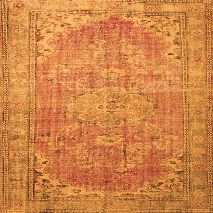 Round Machine Washable Persian Orange Traditional Area Rugs, wshtr3610org