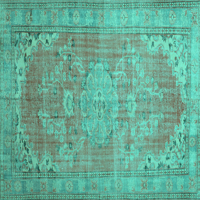 Square Machine Washable Persian Turquoise Traditional Area Rugs, wshtr3610turq