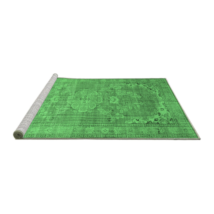 Sideview of Machine Washable Persian Emerald Green Traditional Area Rugs, wshtr3610emgrn