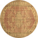 Round Persian Brown Traditional Rug, tr3610brn