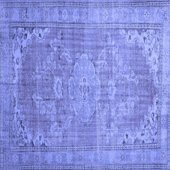 Square Machine Washable Persian Blue Traditional Rug, wshtr3610blu