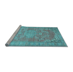 Sideview of Machine Washable Persian Light Blue Traditional Rug, wshtr3610lblu