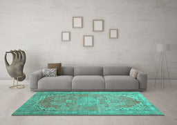 Machine Washable Persian Turquoise Traditional Area Rugs in a Living Room,, wshtr3610turq