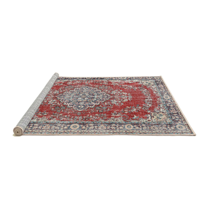 Sideview of Machine Washable Traditional Cherry Red Rug, wshtr3611