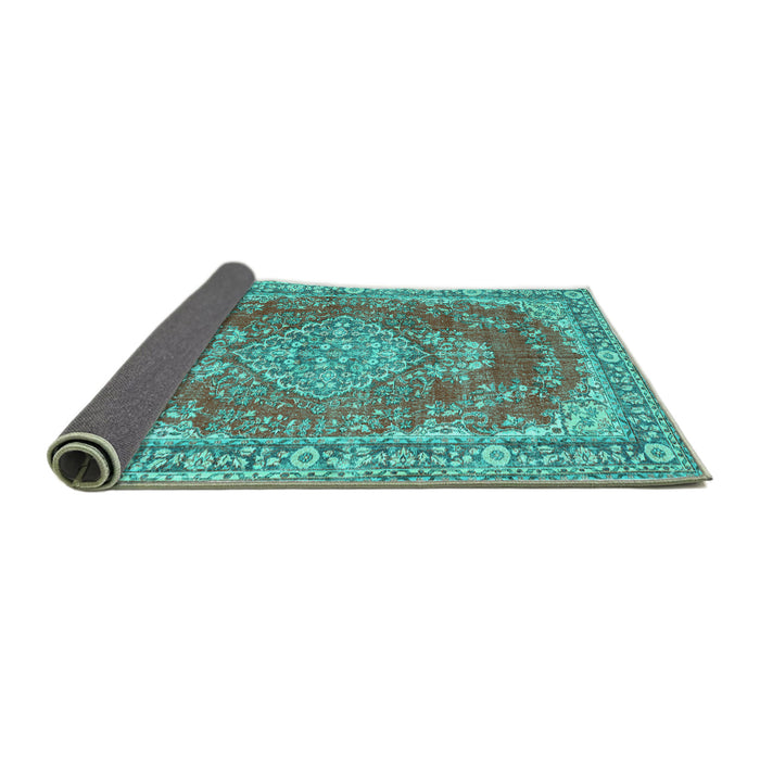 Sideview of Persian Turquoise Traditional Rug, tr3611turq