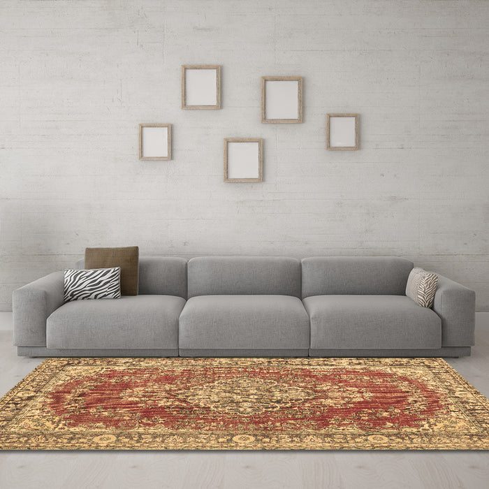 Machine Washable Persian Brown Traditional Rug in a Living Room,, wshtr3611brn