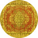 Round Persian Yellow Traditional Rug, tr3611yw
