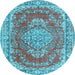Round Persian Light Blue Traditional Rug, tr3611lblu