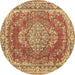 Round Persian Brown Traditional Rug, tr3611brn