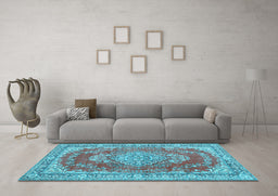 Machine Washable Persian Light Blue Traditional Rug in a Living Room, wshtr3611lblu