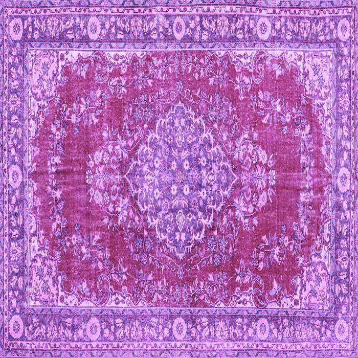 Square Machine Washable Persian Purple Traditional Area Rugs, wshtr3611pur