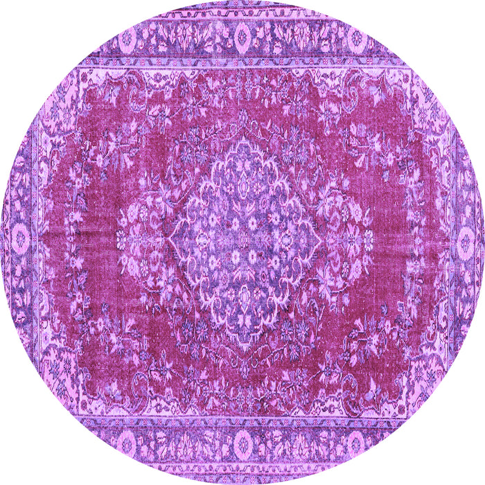 Round Persian Purple Traditional Rug, tr3611pur