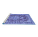 Sideview of Machine Washable Persian Blue Traditional Rug, wshtr3611blu