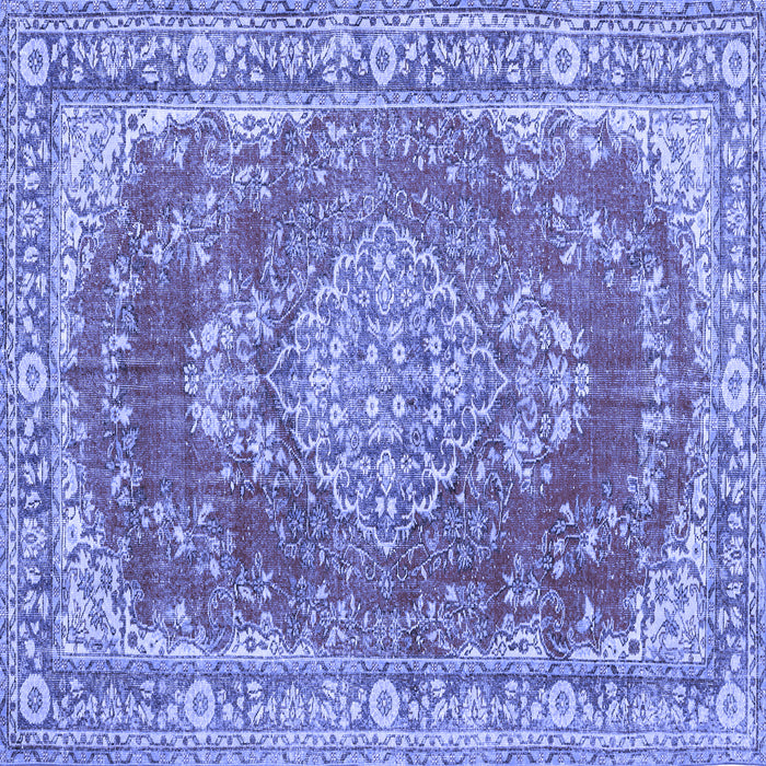 Square Machine Washable Persian Blue Traditional Rug, wshtr3611blu