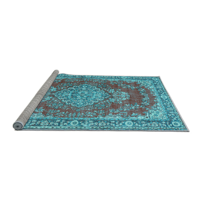 Sideview of Machine Washable Persian Light Blue Traditional Rug, wshtr3611lblu